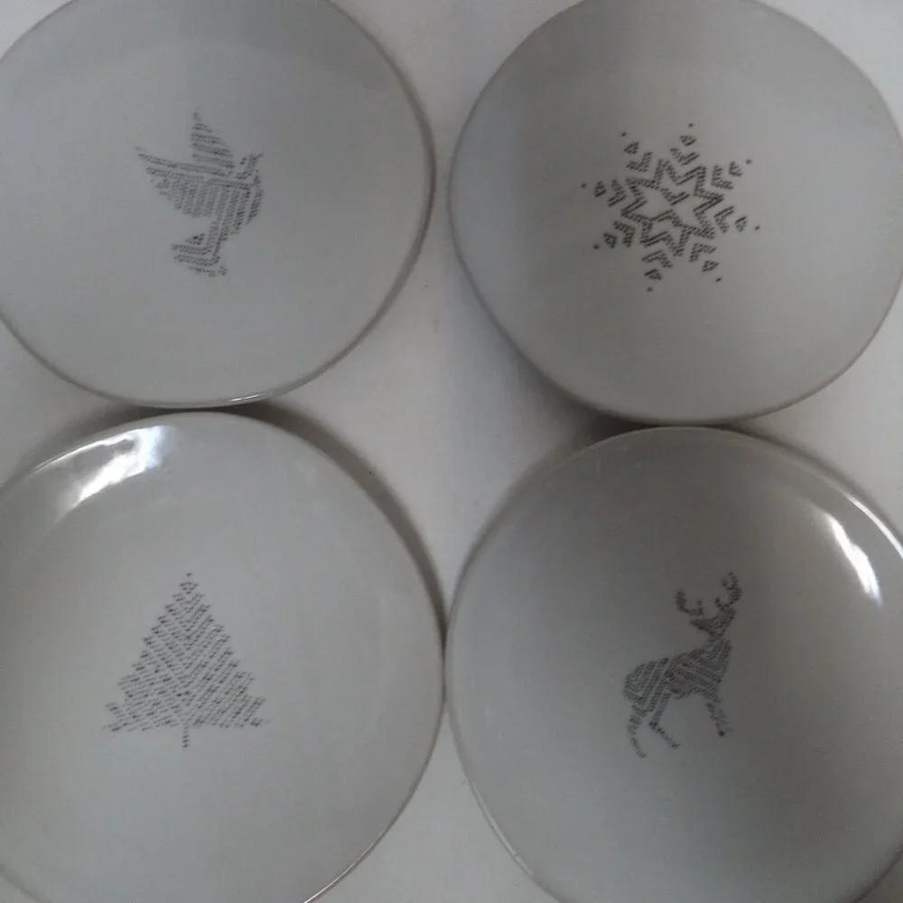 Hearth & Hand Christmas Holiday plate set 4 appetizer starter dessert side NEW